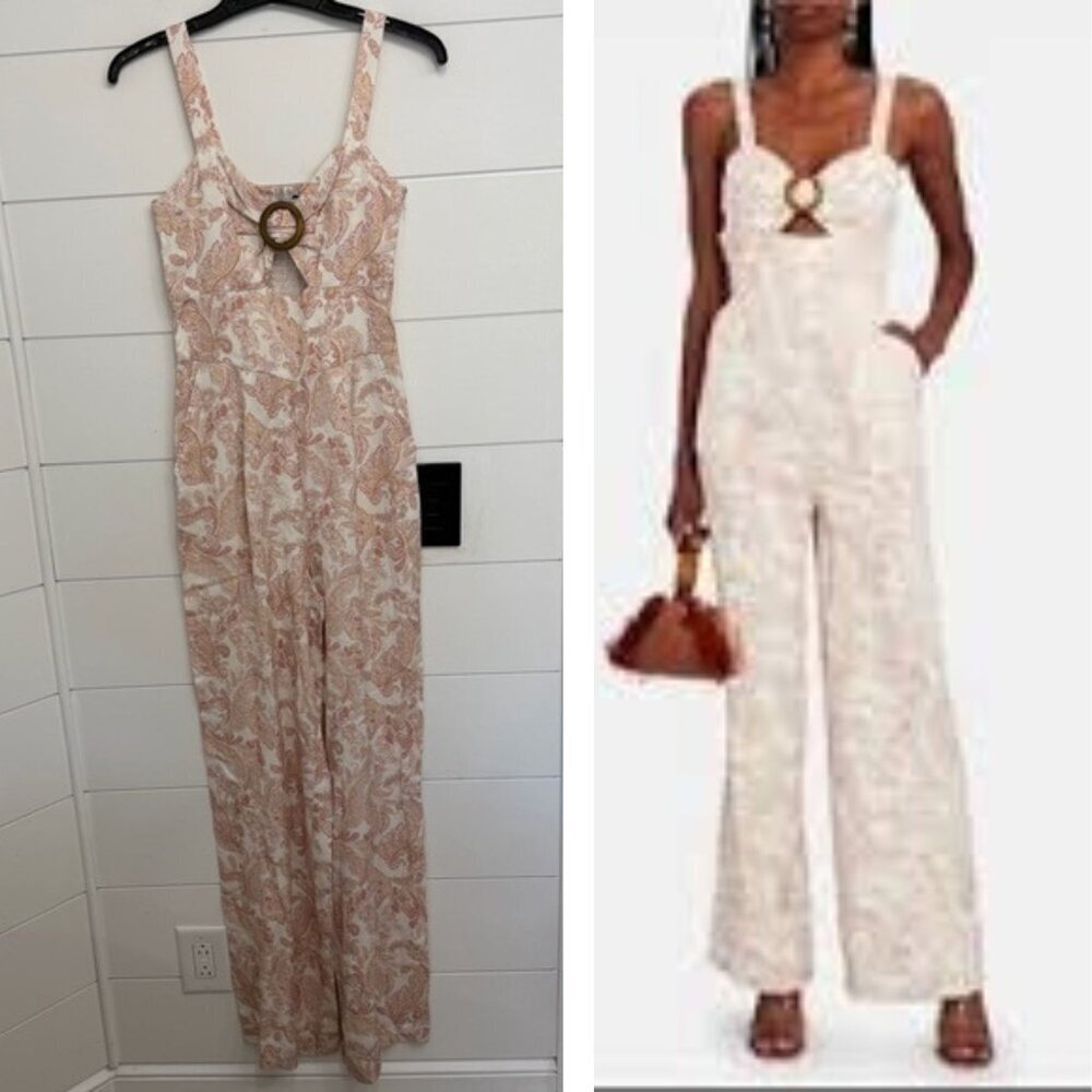 New! Intermix Pink Floral Tricia Wide Leg Jumpsuit Size 0 - 23410
